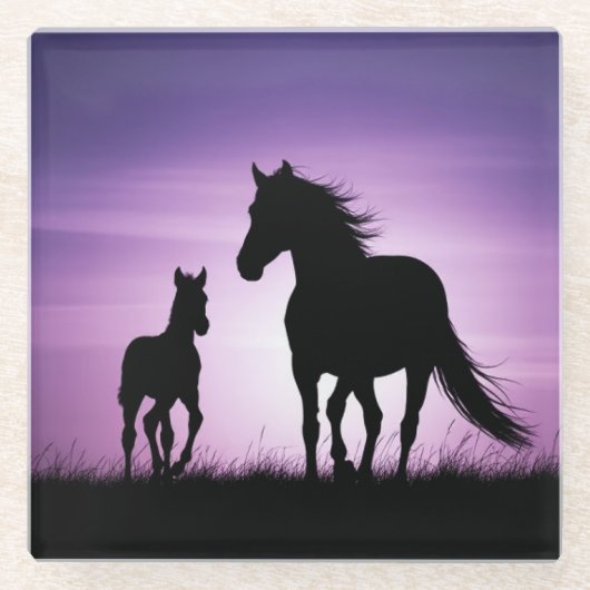 Glass Onderzetter Horse Silhouette Art (Voorkant)