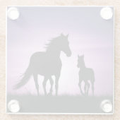 Glass Onderzetter Horse Silhouette Art (Achterkant)