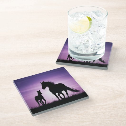 Glass Onderzetter Horse Silhouette Art Glazen Onderzetter (Schuin)