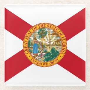 Glass onderzetter met vlag van Florida, VS