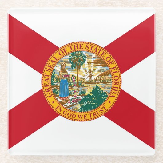 Glass onderzetter met vlag van Florida, VS (Voorkant)
