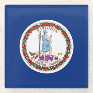 Glass onderzetter met vlag van Virginia State, VS