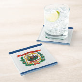 Glass onderzetter met vlag van West Virginia, Vere (Schuin)