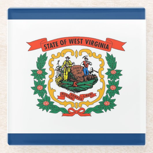 Glass onderzetter met vlag van West Virginia, Vere (Voorkant)