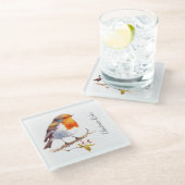 Glass Onderzetter - Robin Waterverven (Schuin)