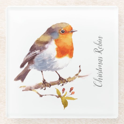 Glass Onderzetter - Robin Waterverven (Voorkant)