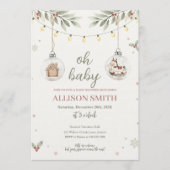 Glass Ornament Baby Shower Invitation Winter Theme Kaart (Voorkant)
