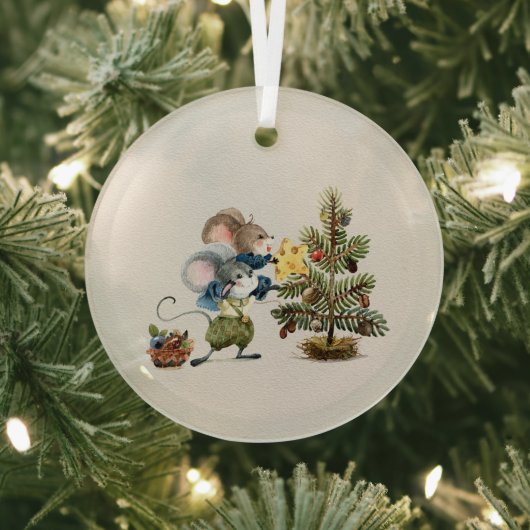 Glass Ornament - Christmas Mice (Insitu)