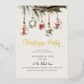 Glass Ornament kerstfeest Folie Uitnodiging (Voorkant)