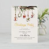 Glass Ornament kerstfeest Folie Uitnodiging (Staand Voorkant)