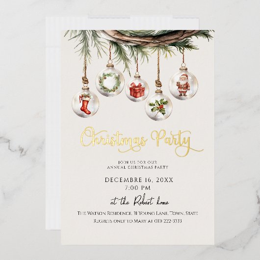 Glass Ornament kerstfeest Folie Uitnodiging (Envelop)