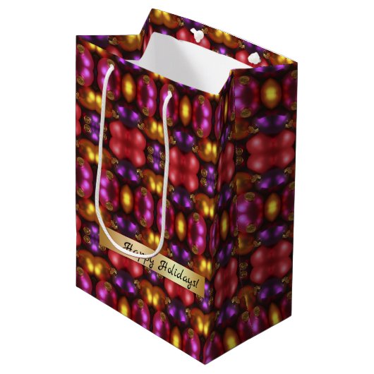 Glass Ornament Pattern Gift Bag Medium Cadeauzakje (Voorkant Gekanteld)