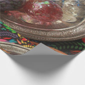 Glass ornaments in silver box with folk art cadeaupapier (Hoek)