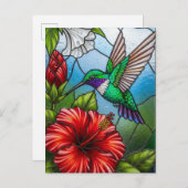Glass Patchwork Hummingbird Garden Floral Mosaic Briefkaart (Voorkant / Achterkant)