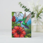 Glass Patchwork Hummingbird Garden Floral Mosaic Briefkaart (Staand voorkant)