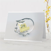 Glass Piggy Bank IOU Kaart (Gele Bloem)