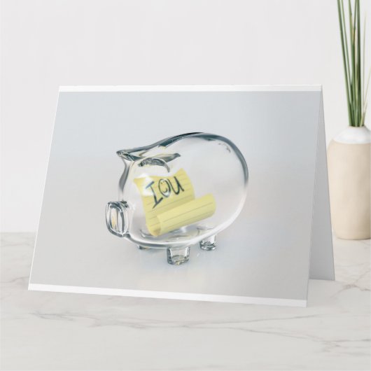 Glass Piggy Bank IOU Kaart (Voorkant)