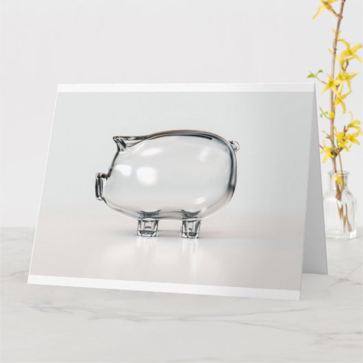 Glass Piggy Bank Kaart (Gele Bloem)