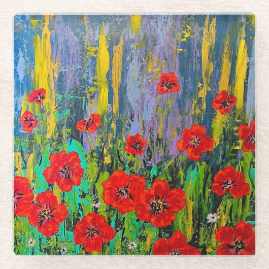 Glass Poppies Onderzetter Glazen Onderzetter (Voorkant)