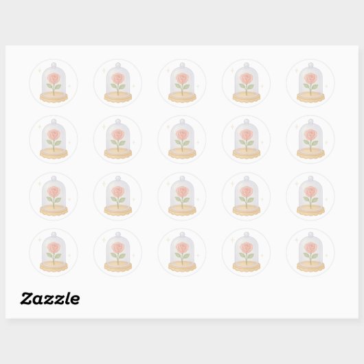 Glass rose dome ronde sticker (Vel)