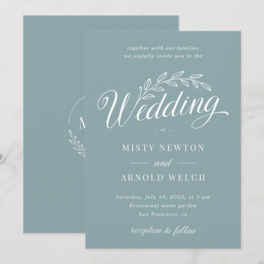 Glass Sage Green Rustic Backyard Botanical Wedding Kaart (Voorkant / Achterkant)