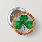 Glass Shamrock Ronde Button 5,7 Cm (Voorkant /achterkant)