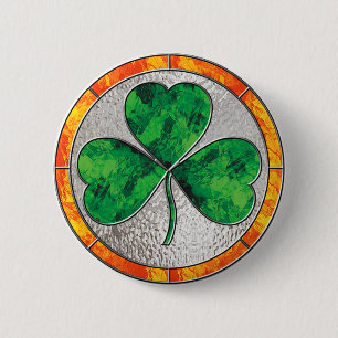 Glass Shamrock Ronde Button 5,7 Cm