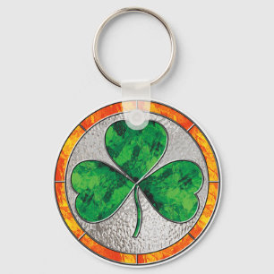 Glass Shamrock Sleutelhanger
