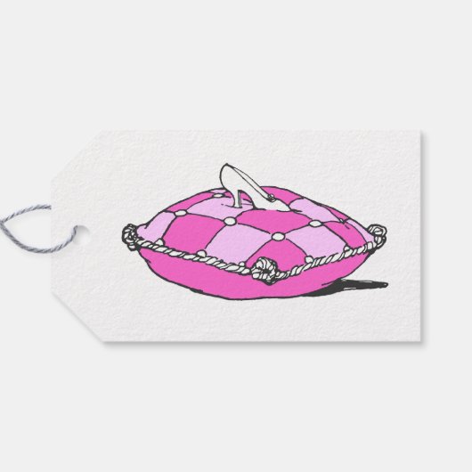 Glass Slipper Pink Pillow - Aangepast bedankt Labe Cadeaulabel (Achterkant Horizontaal)