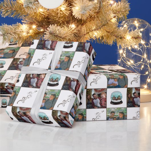 Glass Snowball Village Brown Kerst2 Foto Cadeaupapier (Feestdagen)