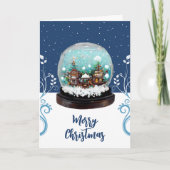 Glass Snowball Winter Village Blue Kerstmis Feestdagen Kaart (Voorkant)