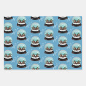 Glass Snowball Winter Village Blue Kerstmis Inpakpapier Vel (Voorkant 3)