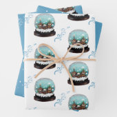 Glass Snowball Winter Village Blue Kerstmis Inpakpapier Vel (In situ)