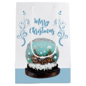 Glass Snowball Winter Village Blue Merry Kerstry Medium Cadeauzakje (Achterkant)