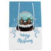 Glass Snowball Winter Village Blue Merry Kerstry Medium Cadeauzakje (Achterkant)