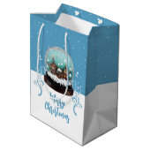 Glass Snowball Winter Village Blue Merry Kerstry Medium Cadeauzakje (Achterkant Gekanteld)