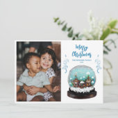 Glass Snowball Winter Village Feestdagenkaart (Staand voorkant)