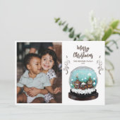 Glass Snowball Winter Village Feestdagenkaart (Staand voorkant)