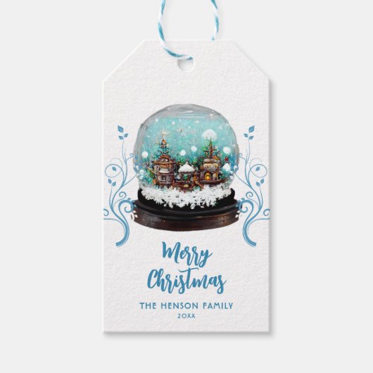 Glass Snowball Winter Village Foliage Kerstmis Cadeaulabel (Voorkant)