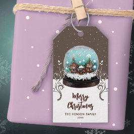 Glass Snowball Winter Village Foliage Kerstmis Cadeaulabel