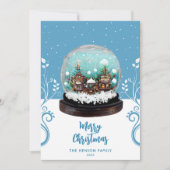 Glass Snowball Winter Village Foliage Kerstmis Feestdagenkaart (Voorkant)