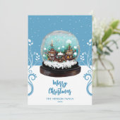 Glass Snowball Winter Village Foliage Kerstmis Feestdagenkaart (Staand voorkant)