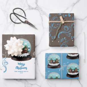 Glass Snowball Winter Village Foliage Kerstmis Inpakpapier Vel