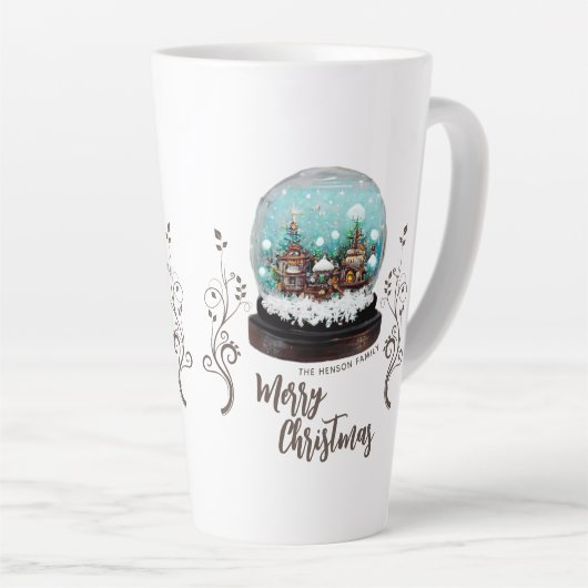 Glass Snowball Winter Village Foliage Kerstmis Latte Mok (Rechterhoek)