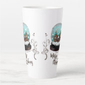 Glass Snowball Winter Village Foliage Kerstmis Latte Mok (Voorkant)
