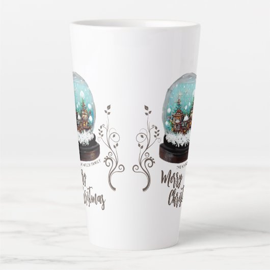 Glass Snowball Winter Village Foliage Kerstmis Latte Mok (Voorkant)