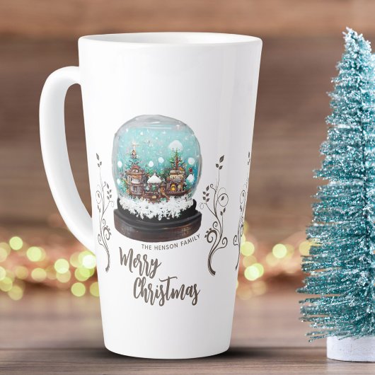 Glass Snowball Winter Village Foliage Kerstmis Latte Mok