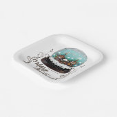 Glass Snowball Winter Village Foliage Kerstmis Papieren Bordje (Gebogen)