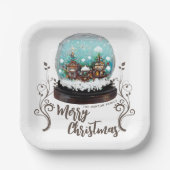 Glass Snowball Winter Village Foliage Kerstmis Papieren Bordje (Voorkant)