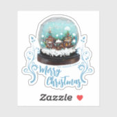 Glass Snowball Winter Village Foliage Kerstmis Sticker (Vel)
